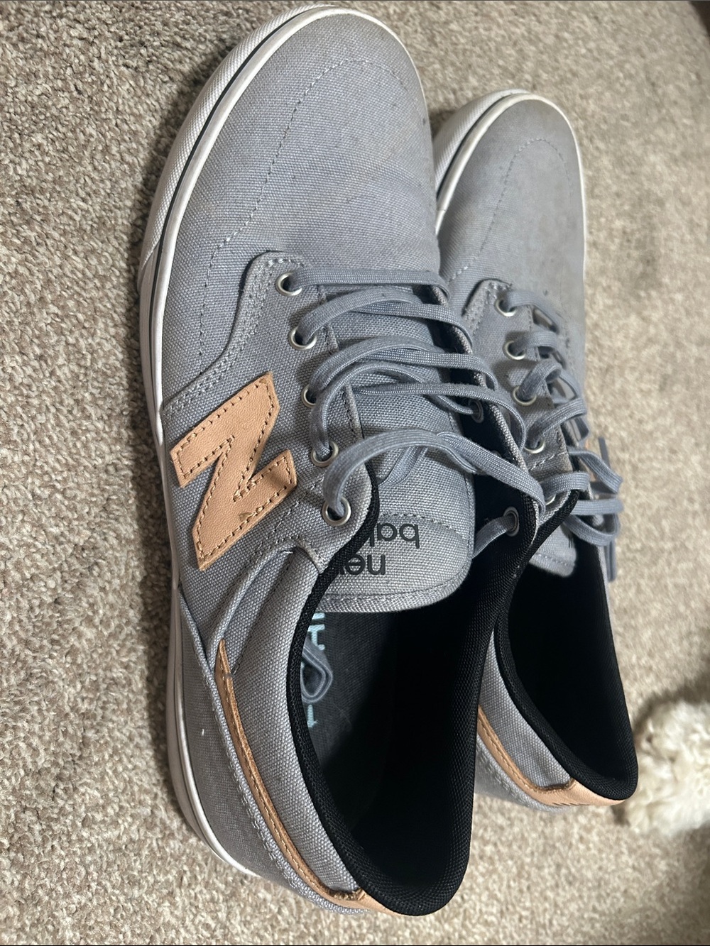 New Balance Gray Canvas Sneakers with Tan N Logo
